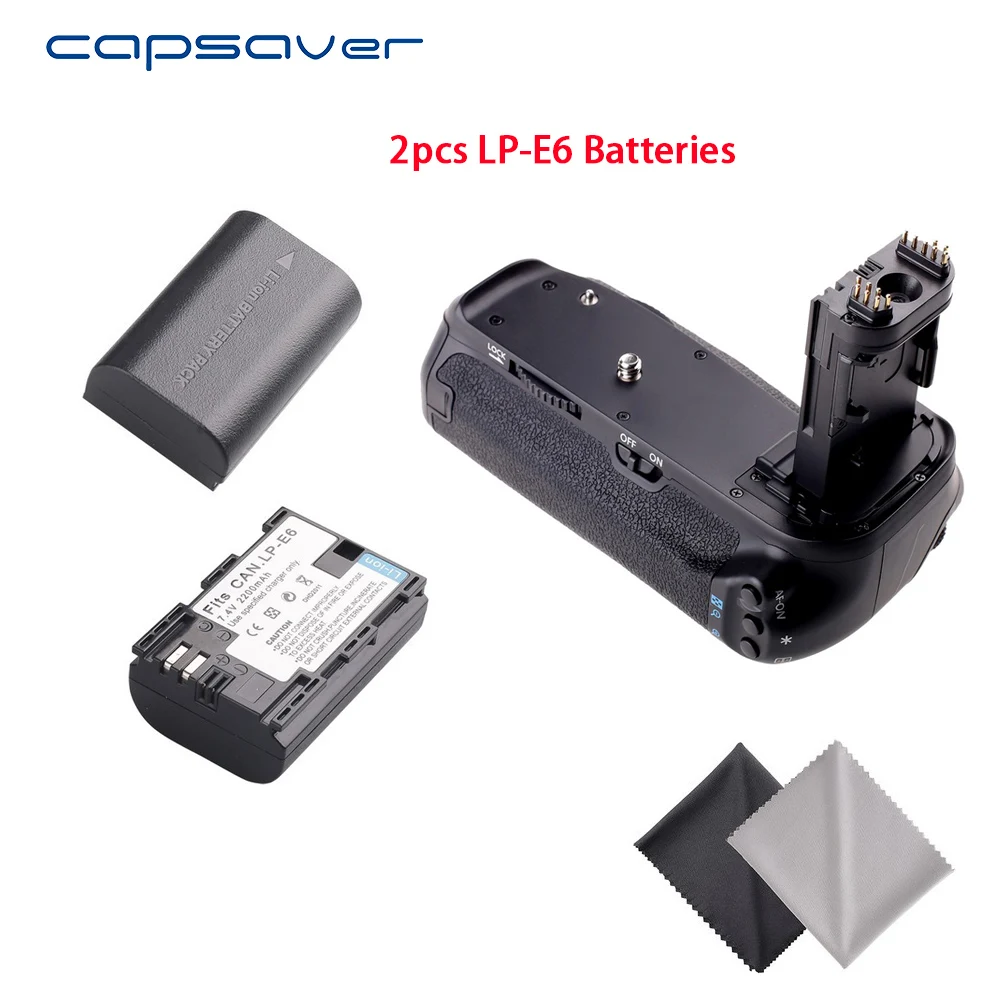 Capsaver BG-1T вертикальный Батарейная ручка держатель с 2 шт. LP-E6 батареи для цифровой однообъективной зеркальной камеры Canon EOS 70D 80D Замена для BG-E14 Батарея набор