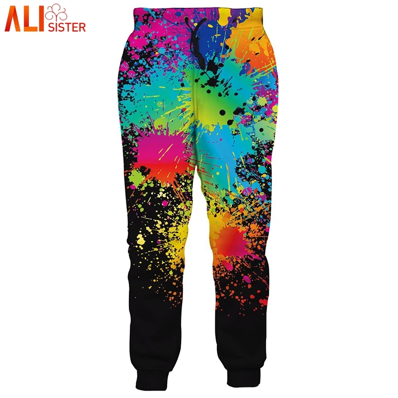 Модные мужские штаны для бега 3d цветные с рисунком спортивные унисекс хип хоп