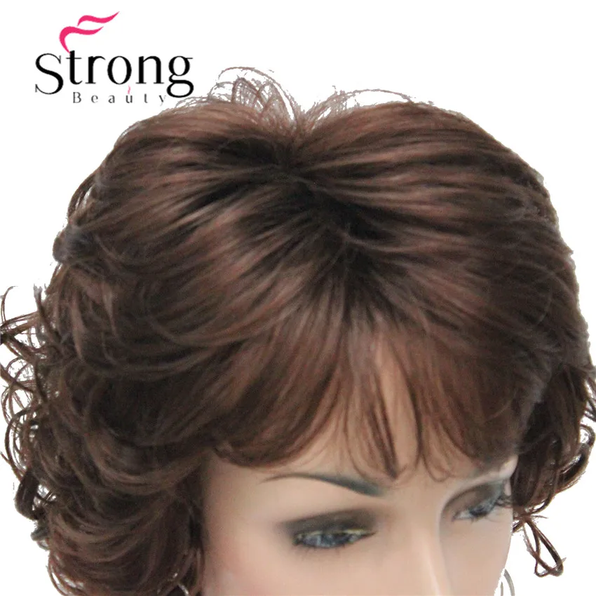 E-221 #31New Women`s wigs Wavy Curly Dark Auburn 31# Short Synthetic Hair Full Wig (4)