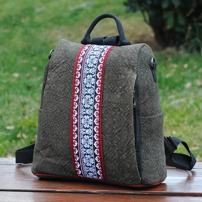 

Fashion National Embroidery Women Travel Backpack!Hot Handmade Striped Embroideried Lady backrack All-match Hot Printed backruck