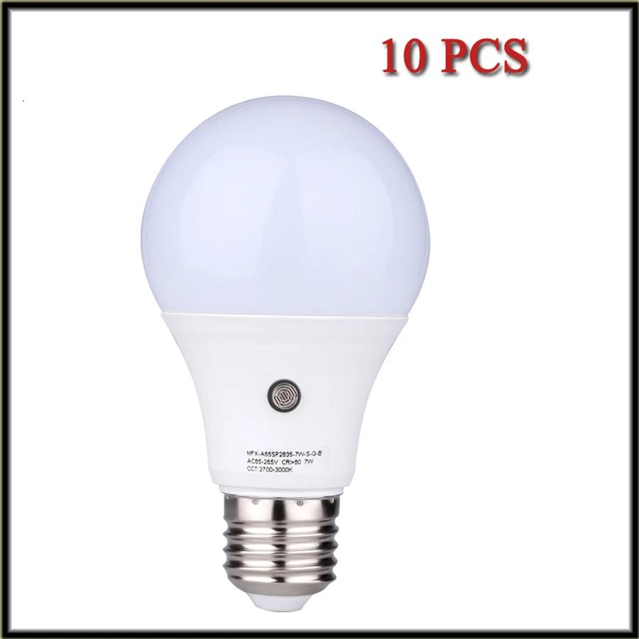 

10x AC85-265V E27 7W Dusk to Dawn Auto Sensor Detection LED Light Lamp Bulbs 3000K /4000K/6000K
