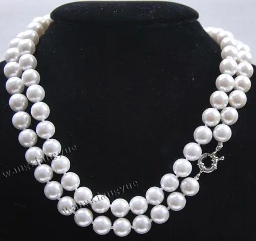 

hot& 10mm Long 48" White South Sea Shell Pearl Round beads Necklace