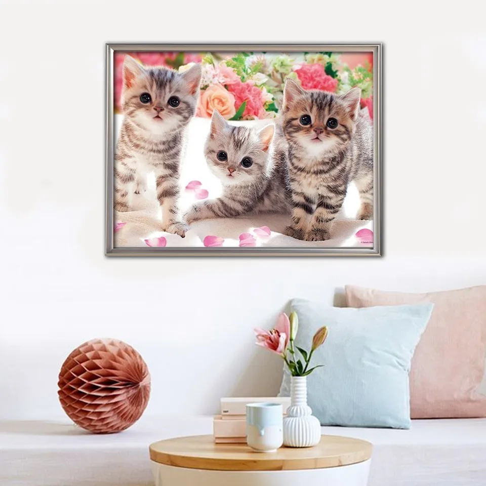 EverShine 5D Diamond Painting Animals Picture Of Rhinestones Diamond Embroidery Full Display Cat Cross Stitch Diamond Mosaic