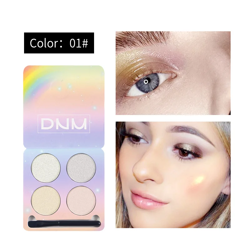 DNM 4 цветной хайлайтер Сияющий макияж светящийся набор осветлитель для лица Контурная Пудра Тени для век Палитра бронзатор - Цвет: 01