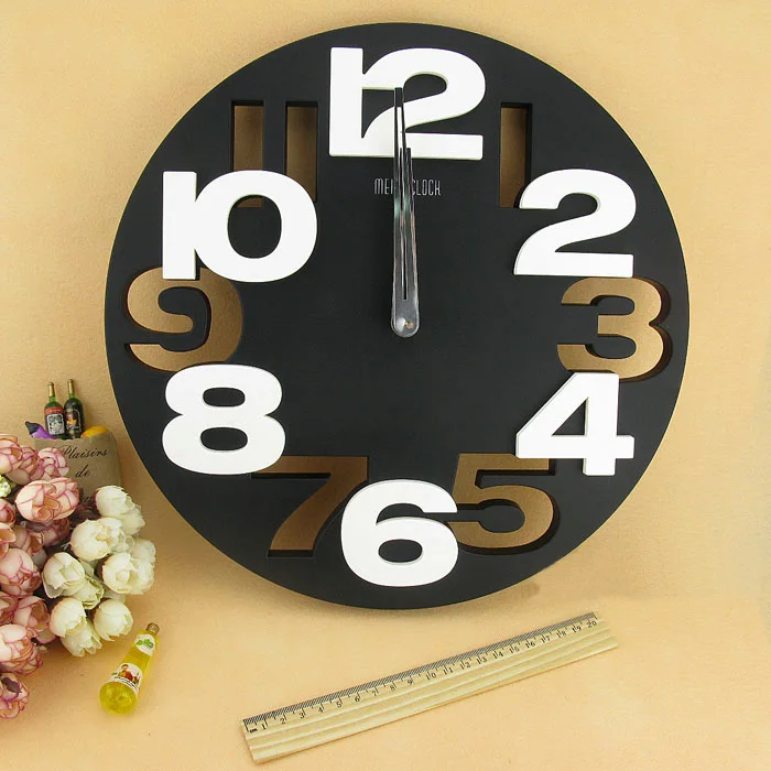 Big Number 3D Round Wall Clock Digital Large Decorative Wall Clock