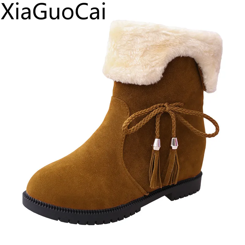 

Winter New Korean Women Snow Boots Plus Fur Butterfly Knot Female Winter Boots Warm Flat with Student Boots