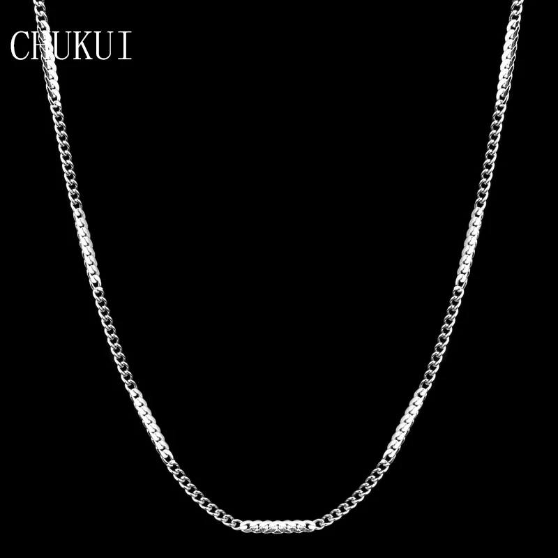 

CHUKUI Hip Hop Chain Necklace Jewelry Fashion Stainless Steel Cuban Link Chain Silver Men Drop Shipping