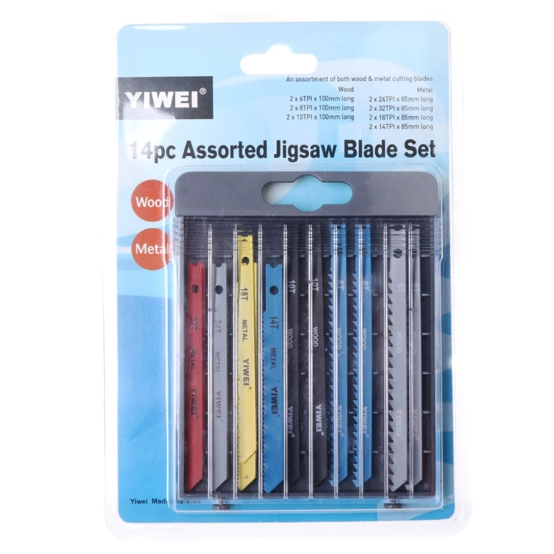 

14Pcs/set Jigsaw Blades Set T Shank Fitting Jig Saw Metal Plastic Wood Blades With Retail Package Drop Shipping Support