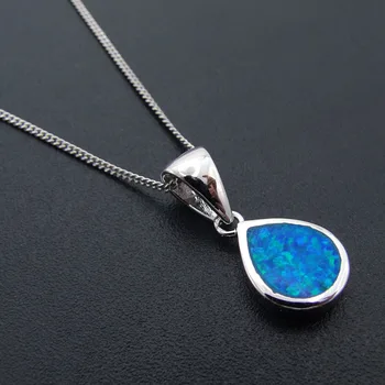 

DJ CH Fashion Jewelry Created Blue Opal Pendant Silver Plated Opal Pendants Charms for Women Nice Gift Pendants Without chain