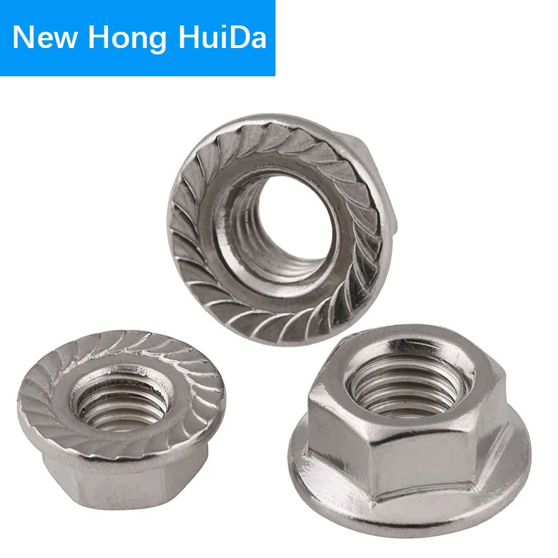 200pcs Metric M5 Stainless Steel Hex Head Flange Nut Hexagon Nut DIN6923