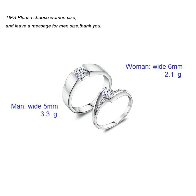 Charm Love Heart Wedding Ring Pair Of Couple Rings Rhinestone For Love Silver Jewelry For Men Women Valentine'S Day YR025