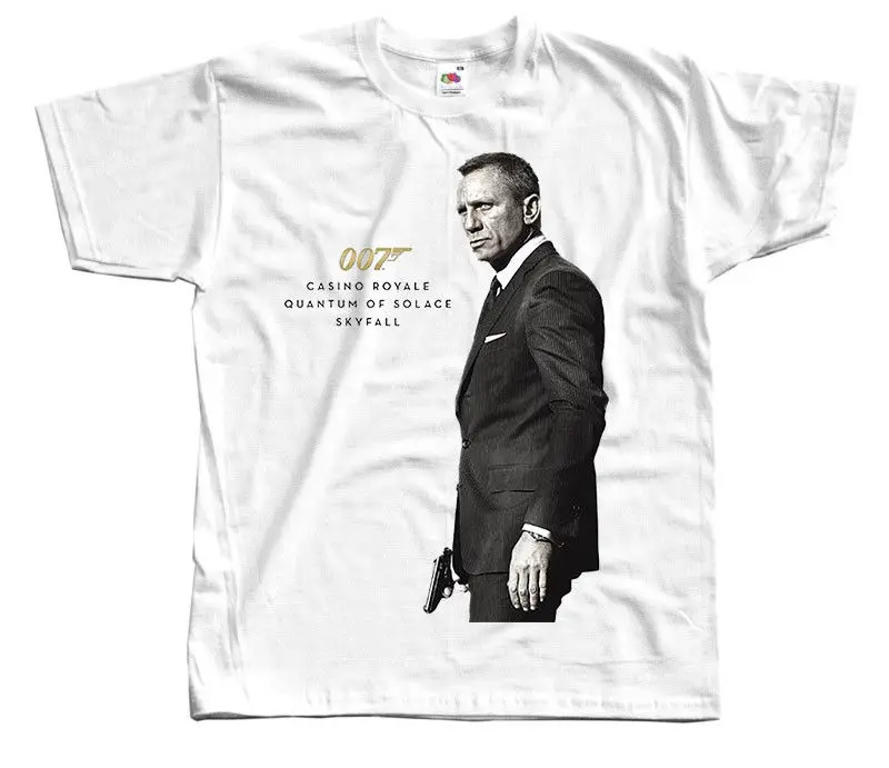 James Bond 007 белая футболка в стиле казино Royale все размеры от S до 4Xl Daniel Craig | Мужская