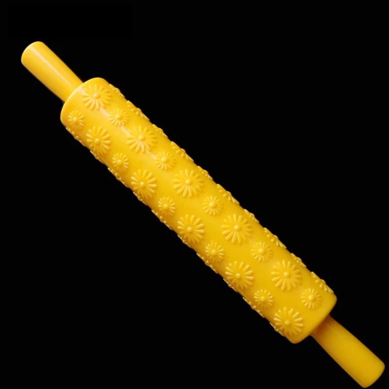 

37cm Kitchen Embossing Rolling Pin Plastic Sunflower Roller Cutter Mold Icing Fondant Gift Sugarcraft Decorating Baking Tools