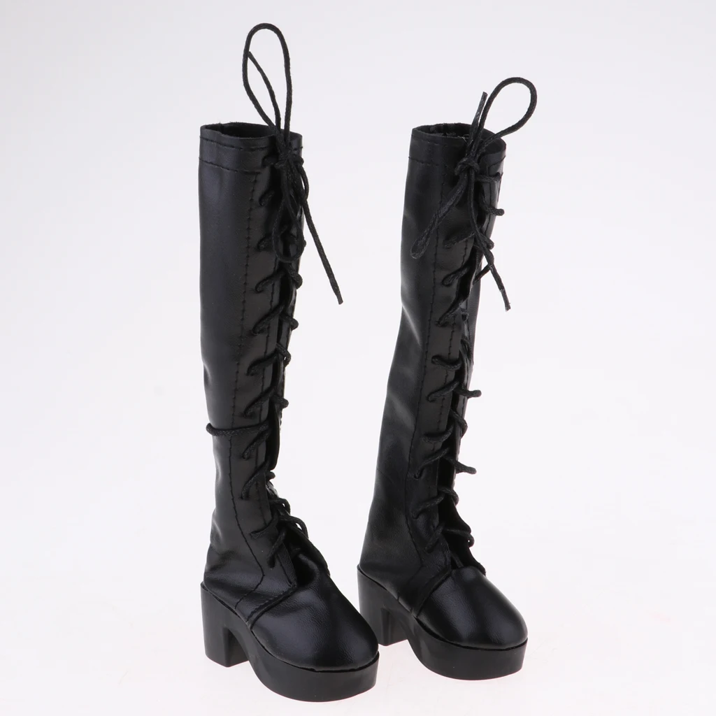 Fashion Doll Shoes Black Lace Up Boots Platform High Heel Shoes for 1/3 BJD Dolls Clothes Accessories