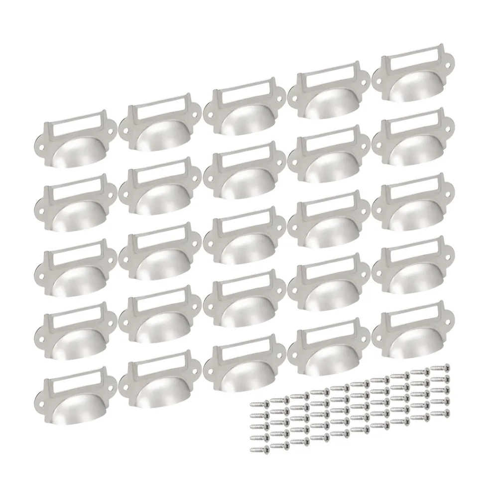 Uxcell 25Pcs/lot Silver Tone Iron Cup Shell Shaped Pull Furniture Cup