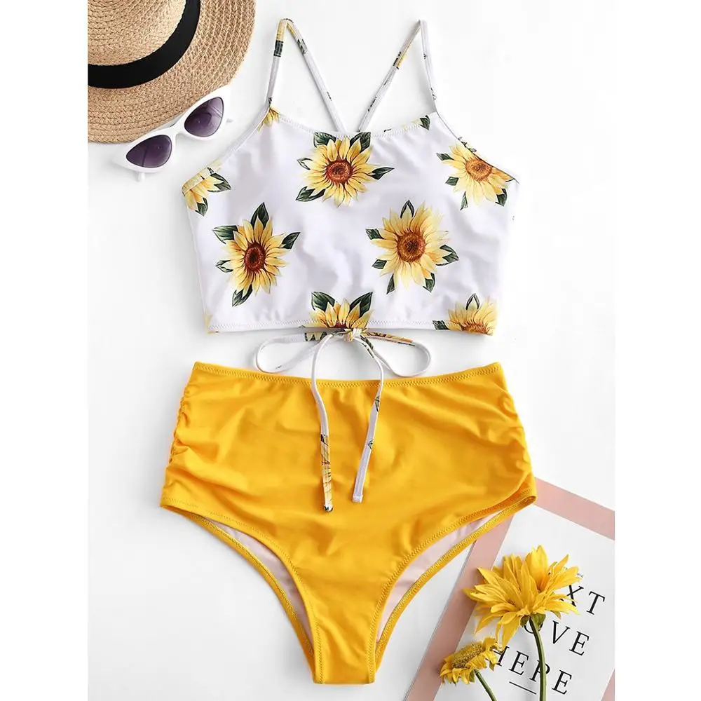 

2019 New Sexy Women Bikini Set Flower Print Bikinis Women Swimsuit Push Up High Waist Halter Biquini Maillot de bain femme j22