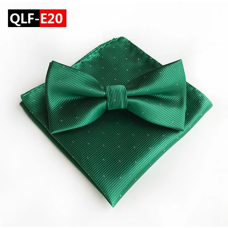 QLF-E20 Яркие Серебряные, в точку полиэстер жаккардовый галстук бабочка набор мужской свадебный костюм галстук-бабочка карман полотенце Набор Бизнес повседневные аксессуары галстук-бабочка - Цвет: QLF-E20