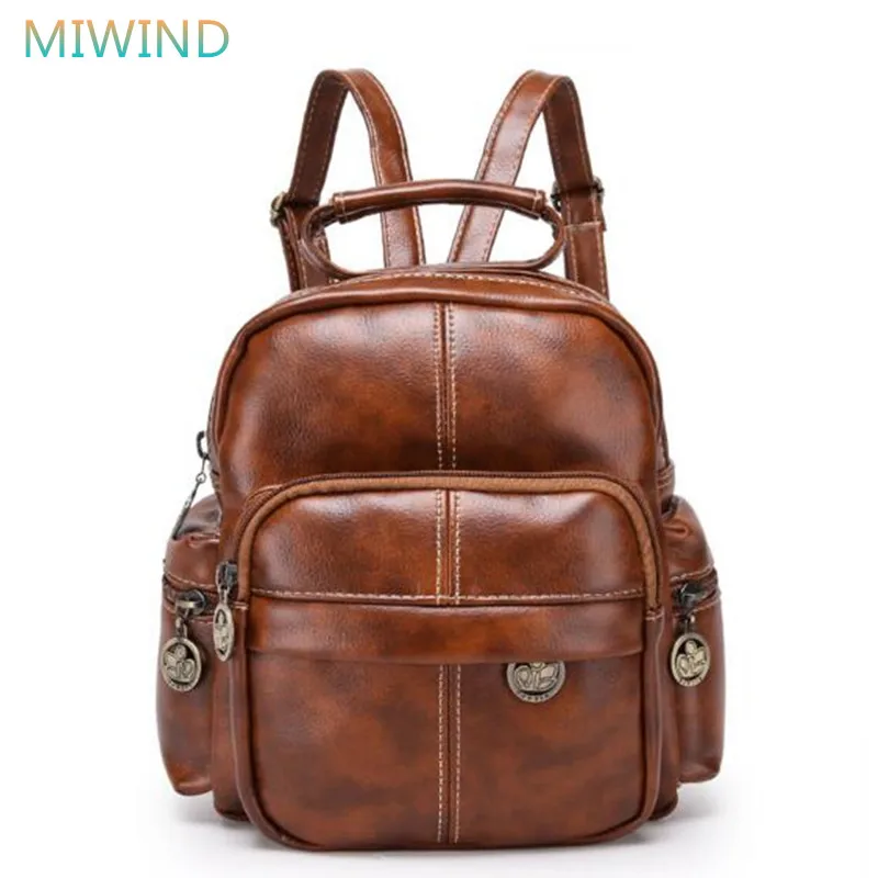 

MIWIND 2017 Vintage Women Backpack Pu Leather High Quality Shoulder School Bags For Girls Zipper Mini Mochila Feminina PU37