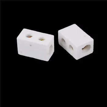 

New Arrival 2Pcs Ceramic Terminal Block 30A 1Way 2 Hole Connector Porcelain Ceramic Terminal Blocks