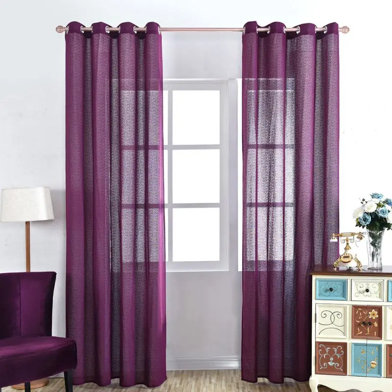 

New Solid Color Curtain Window Curtains Lace For Living Room Rod Pocket Perforated LH8s