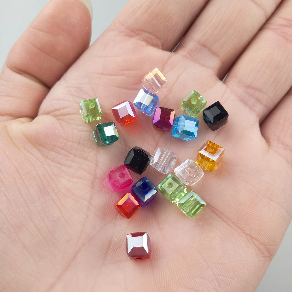 2 3 4 6 8mm Square shape Austrian crystal beads Square Glass Loose Spacer Bead Jewelry Bracelet Necklace Making DIY