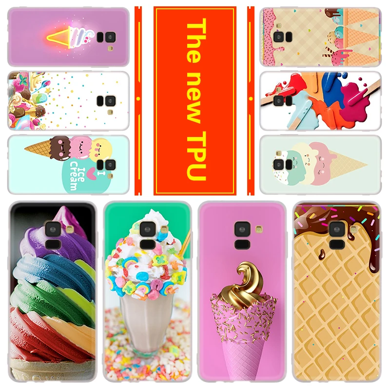 Case For Samsung A32 A52 A72 A12 A42 5g A21S A50 A51 A3 A5 A6 A7 A8 Plus 2018 2017 Cover Melt Ice cream Fancy Rainbow Swirl | Мобильные