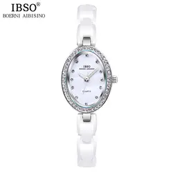 IBSO новый овальный дизайн для женщин часы 2019 керамика ремешок кварцевые часы Чехол женский Циферблат Дамы часы Мода часы Montre для