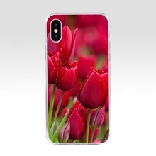  138H Red Blue Spring Tulips flower field Soft Silicone Tpu Cover phone Case for iphone 5 5s se X XR XS Max case 