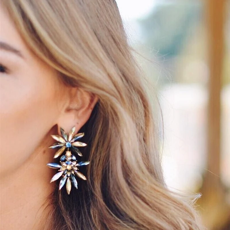 JURAN Big Crystal Star Statement dangle Earrings For Women Fahion Wedding Party Jewelry Vintage drop earrings oorbellen - Image 2