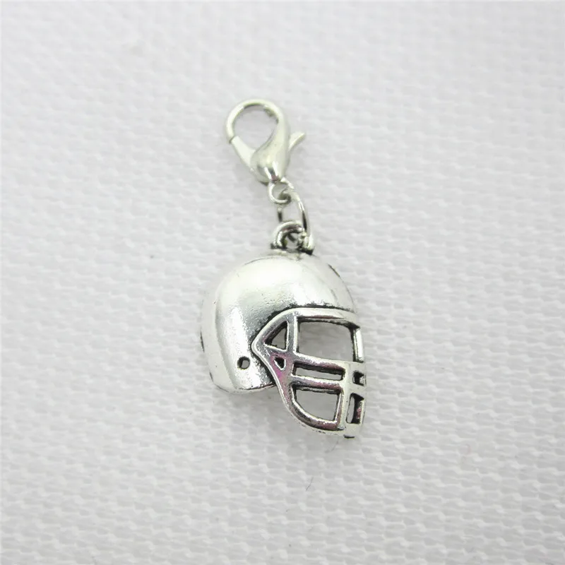 New Arrive 20pcs/lot Silver Football helmet charms dangles hanging