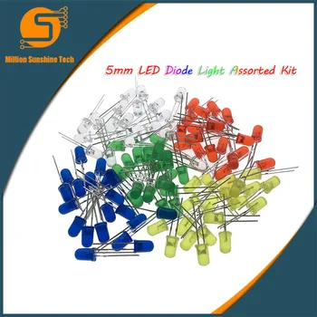 

100pcs 5mm LED diode Light Assorted Kit DIY LEDs Set White Yellow Red Green Blue Electronic Diy Kit