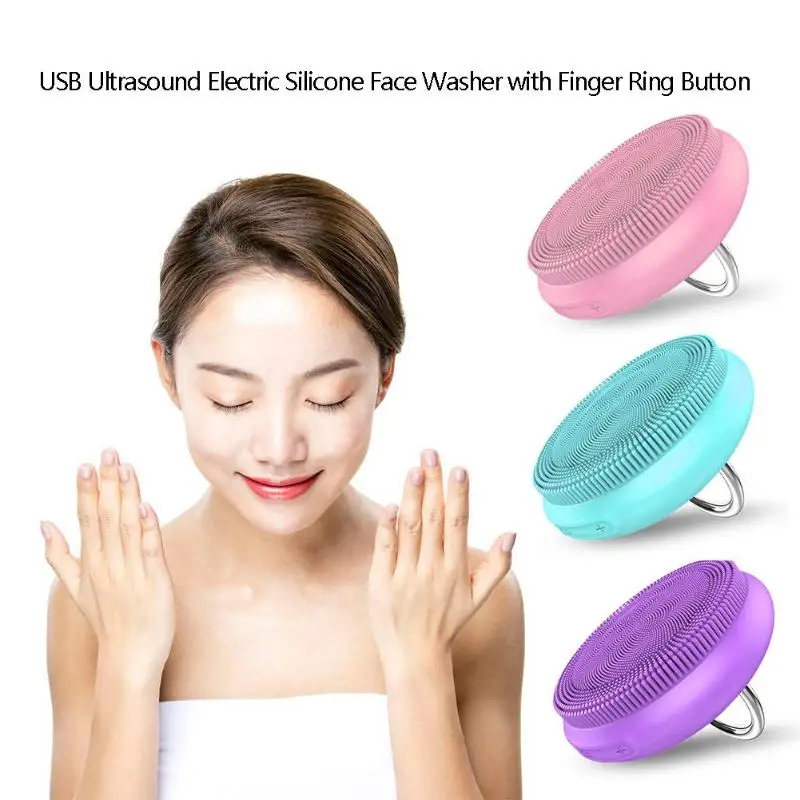 

Waterproof USB 5 Speed Ultrasonic Vibration Silicone Facial Cleaner Brush USB Rechargeable Smart Ultrasonic Face Cleaner Tool