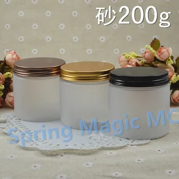 

200g Frosted PET Cream Jars with black Aluminum lid for mask/hair wax/cream bottle plastic cosmetic container,200ml storage jar