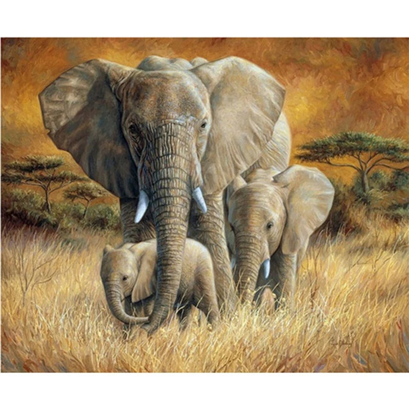 Diy роспись бриллиантовыми стразами слон семья вышивка крестиком ручной работы Рукоделие - Цвет: As shown
