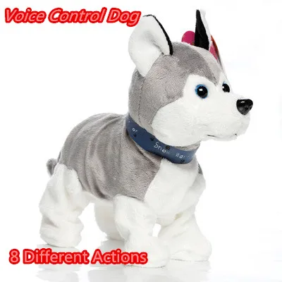 Electronic Robot Husky Plush Dog Voice Control 8 Different Actions Children Plush Toys Electronic Toys Interactive