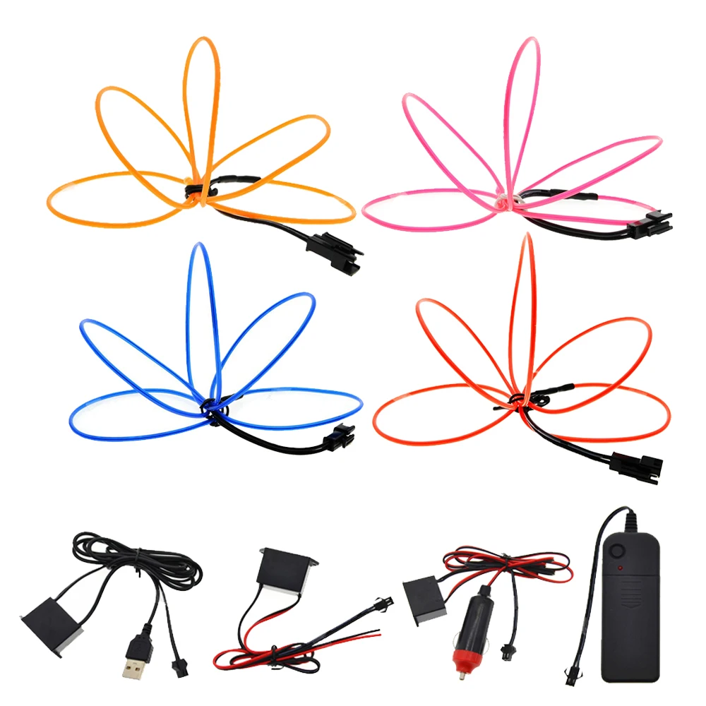 

3V/5V/12V EL Wire 2.3MM Neon Light Dance Party Decor car Lights Neon LED lamp Flexible Rope Tube LED Strip With inverter