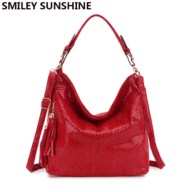 Fashion Leather Women Handbags Hobo Tassel Women Shoulder Bags Big...