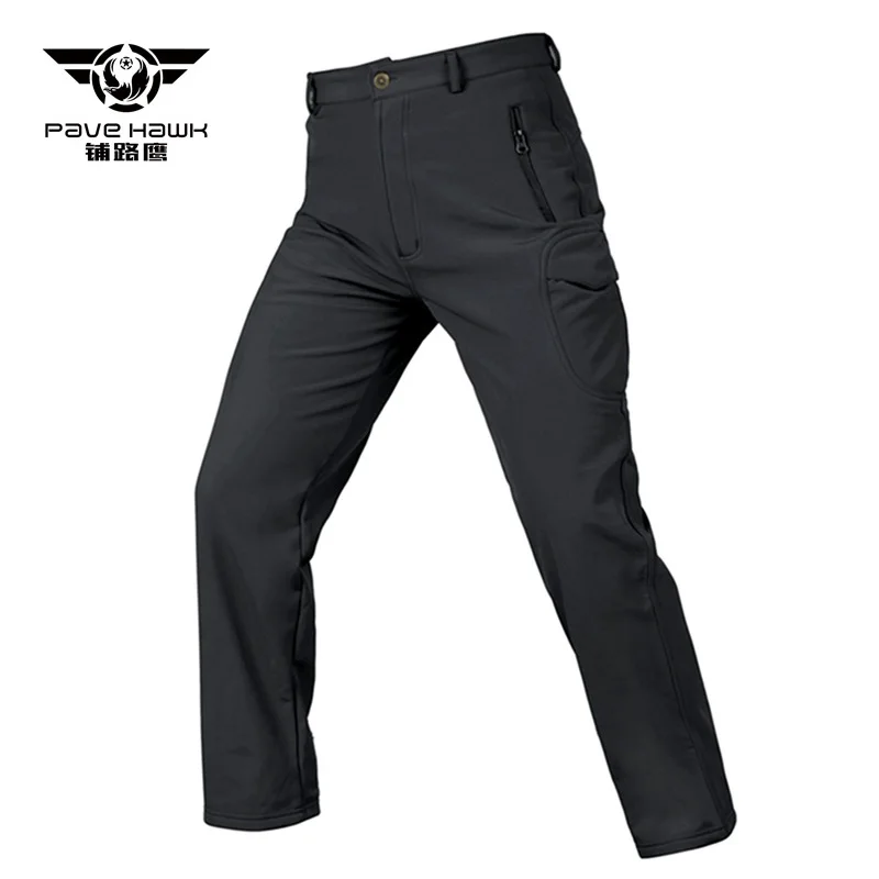 Мужские тактические штаны из мягкой кожи акулы, военная камуфляжная одежда, мужские армейские водонепроницаемые термо-охотничьи флисовые боевые брюки - Цвет: Black