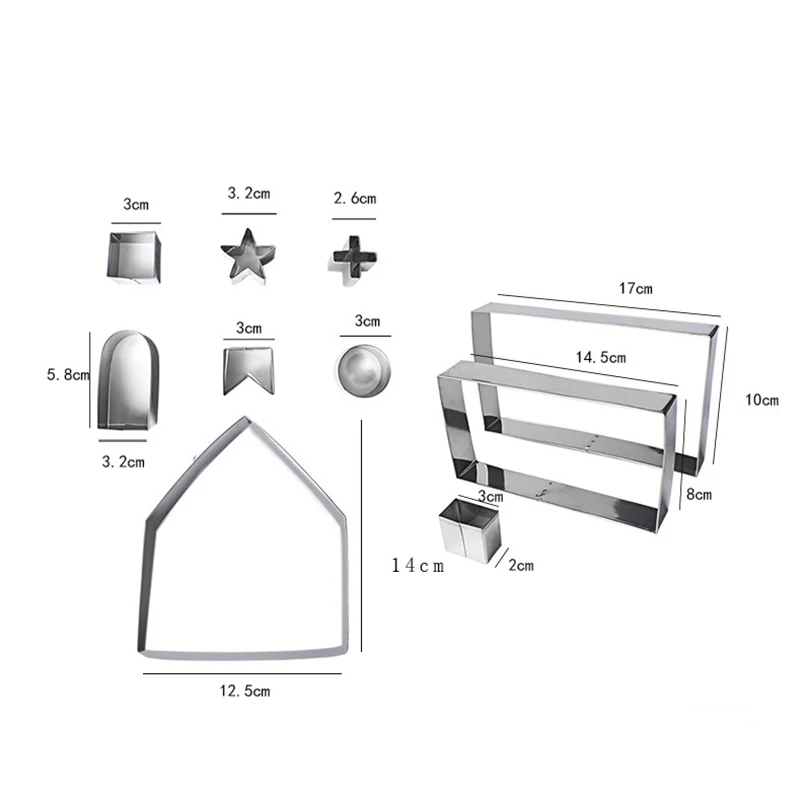 MOSEKO 10 шт./компл. Нержавеющая сталь 3D пряничный домик печенья ножи для тортов печенья прессформы Fondant(сахарная) резак DIY Инструменты для выпечки