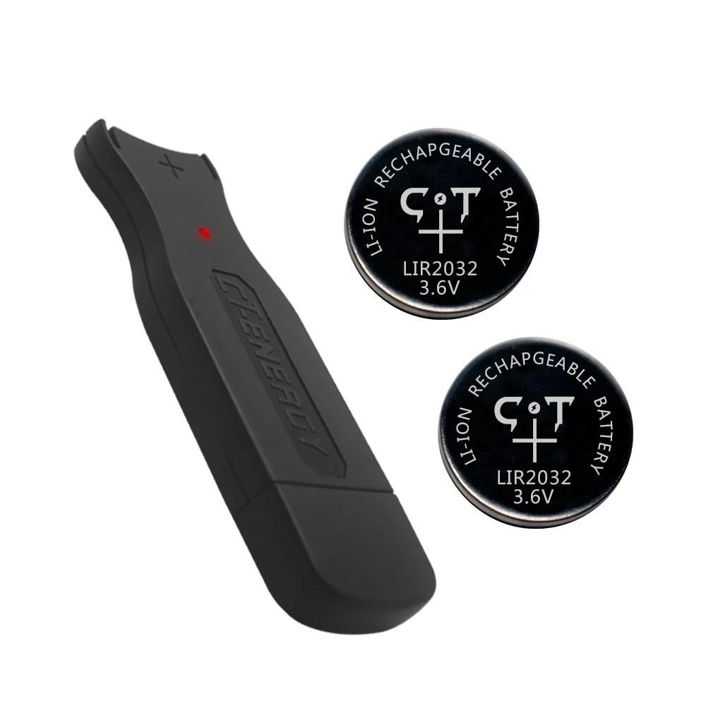 

CT-ENERGY USB Li-Ion Button Cells Charger with 2pcs of Rechargeable 2032 Battery Widely Replace Cr2032 Battery