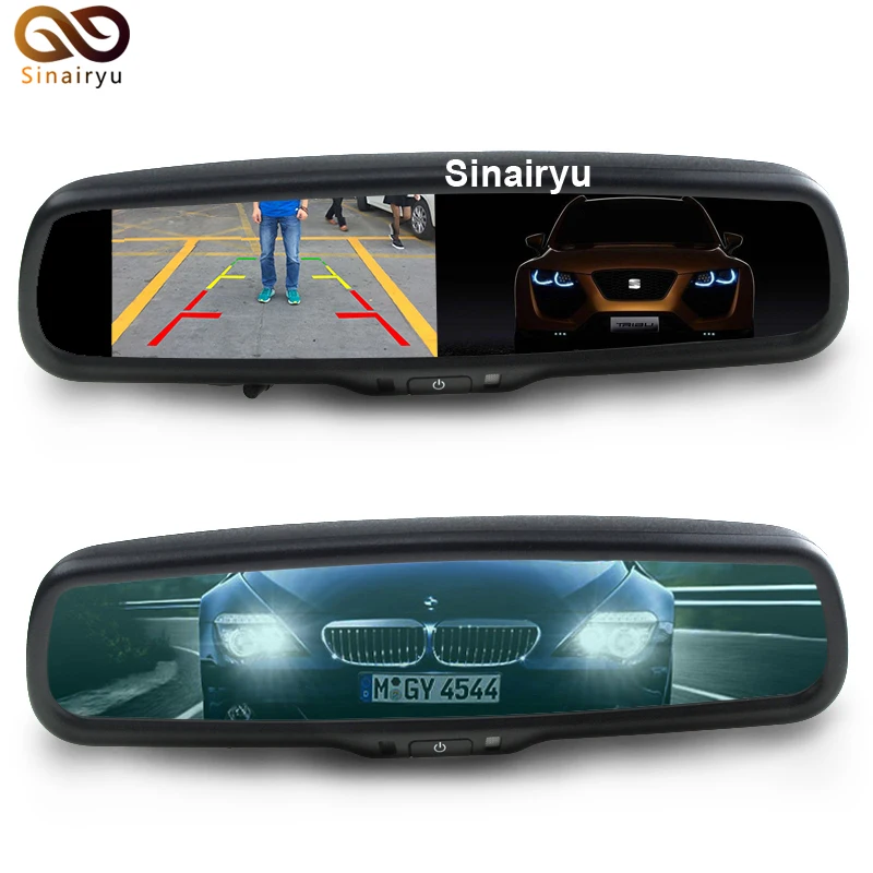 

Wholesale 10 Pcs/Lot Auto Dimming Original Bracket HD 800*480 4.3 Inch TFT LCD Car Parking Rearview Mirror Monitor 2 Video Input