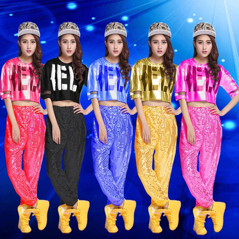 

Free Shipping Dance Clothes Female Hip Hop Dance Top&pants Jazz Dancewear Hip-hop Clothing Costumes Jazz Dance Clothing Set