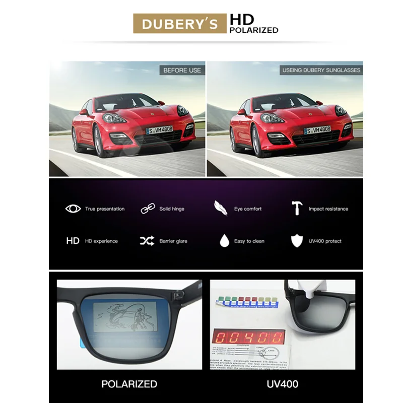 Солнцезащитные очки DUBERY мужские модные поляризационные для вождения недорогие