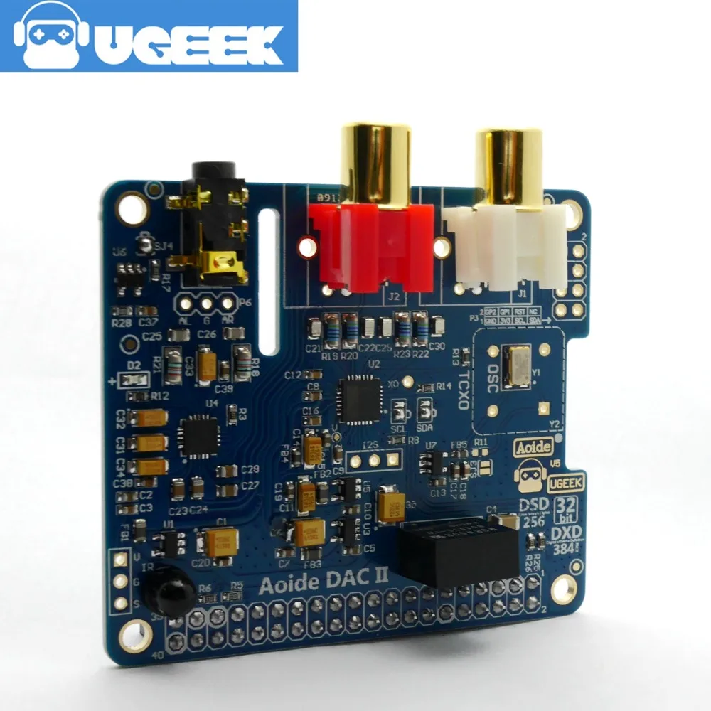 Звуковая карта Aoide UGEEK DAC II Hifi ES9018K2M 384 кГц/32 бит поддержка DSD для Raspberry Pi 3B/2B/3B +/3A +/4B
