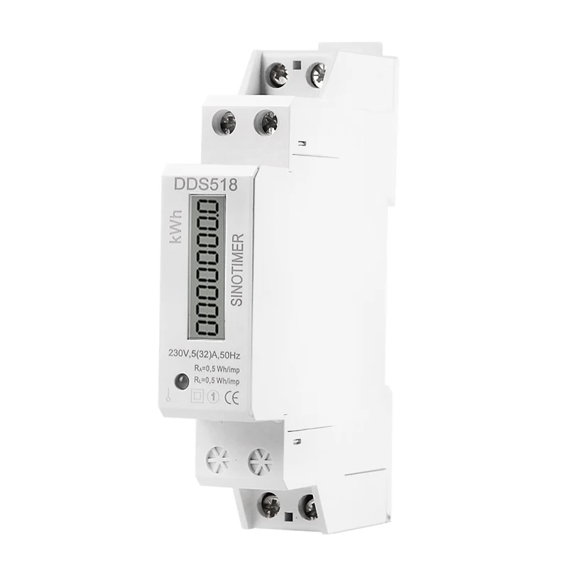 

Single Phase Din Rail LCD Digital Display Electricity Power Consumption Energy Watt Meter Wattmeter kWh 5-32A AC 220V 50Hz