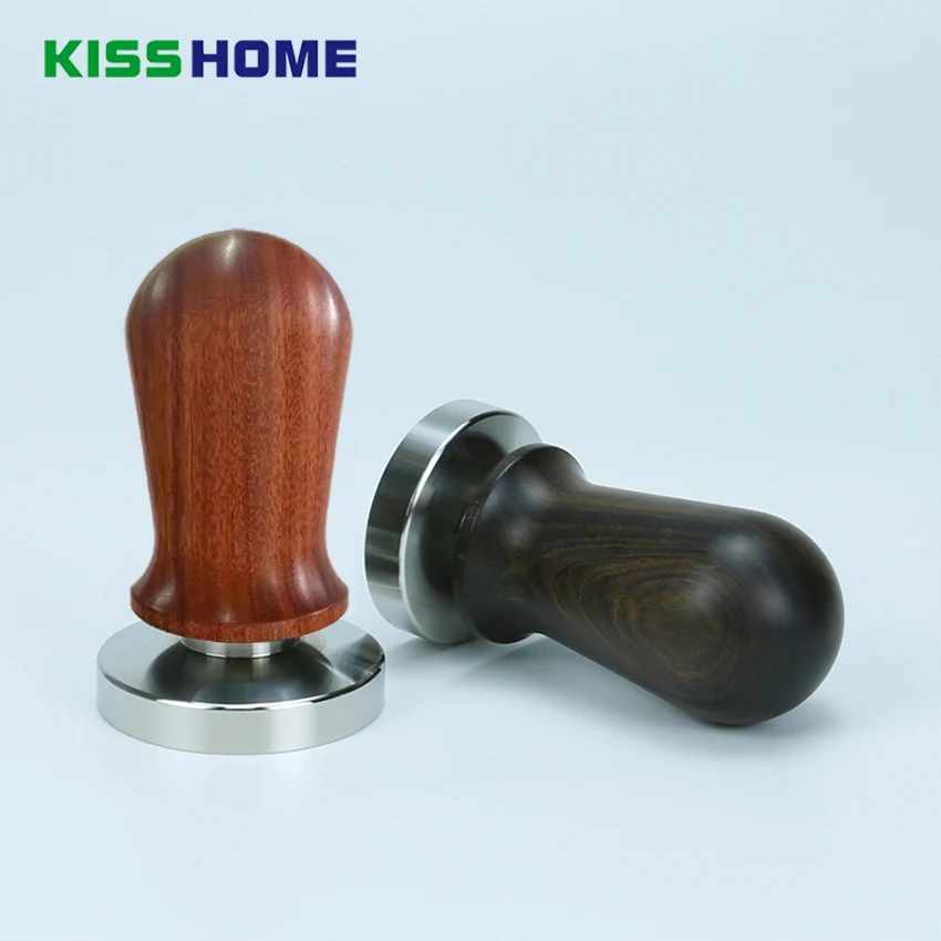 Wood Handle Pressure Coffee Tamper Cafe Powder Hammer Stainless Steel