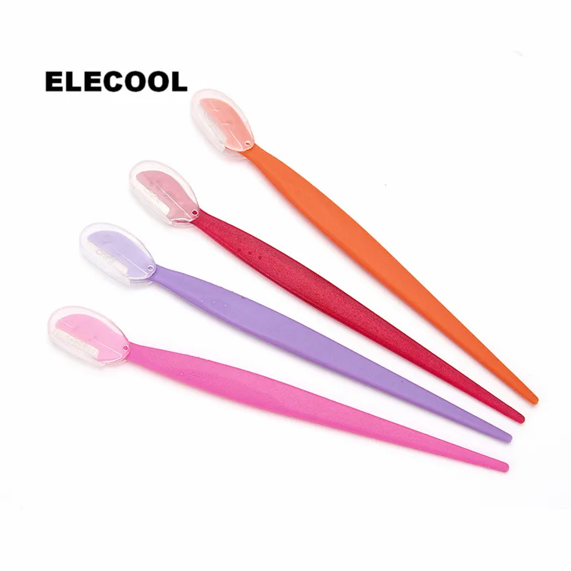 

ELECOOL Portable Eyebrow Trimmer Razor Eyebrow Facial Hair Remover Scraper with cap Stainless Steel Eyebrow Knife For Women
