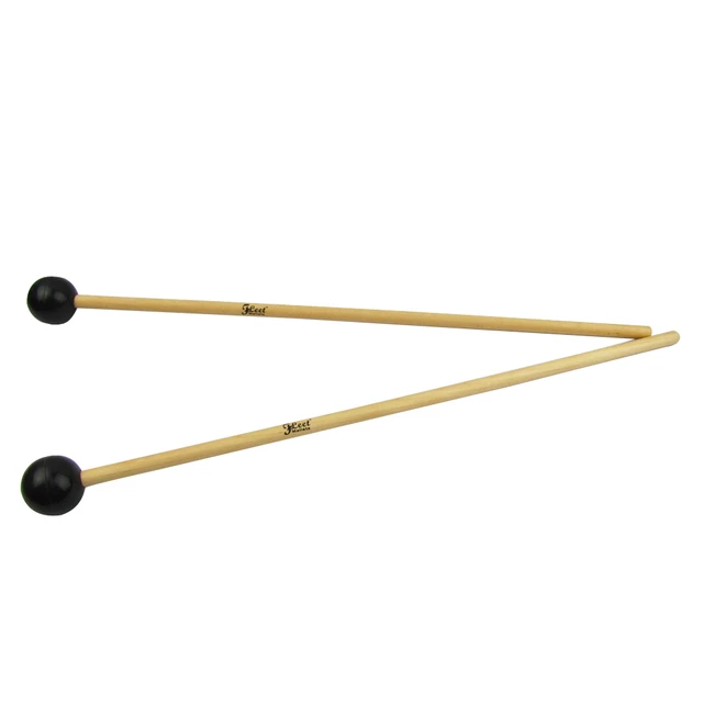 1 Pair Rubber Mallet Percussion Xyloph Bell Mallets Glockenspiel sticks  Mallet with Wooden Handle Rubber Mallet Percussion Instrument Black