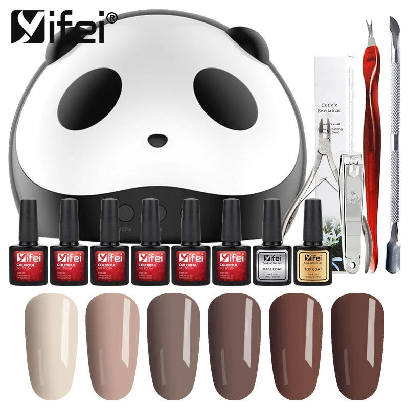 

YIFEI Manicure Sets & Kits varnish Set Gel Nail Polish Kit Nail Art Tool 36W UV Lamp & 6 Color Soak Off Gel Nail Top Base Coat