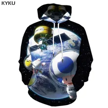 KYKU Brand Astronaut Sweatshirts men Galaxy Space Hooded Casual Earth 3d Printed Metal Sweatshirt Printed Cartoon Hoodie Print